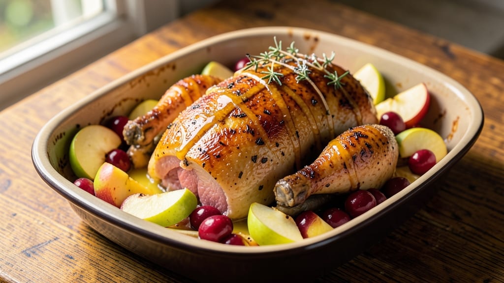 Apple And Cranberry Roasted Chicken Recipe: Tart-Sweet Glaze That Sticks to Every Bite