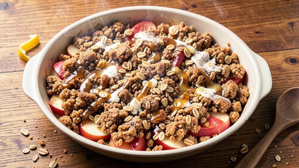 Apple Cobbler Oatmeal Topping Recipe: Warm Spiced Crunch Over Melty Apple Filling