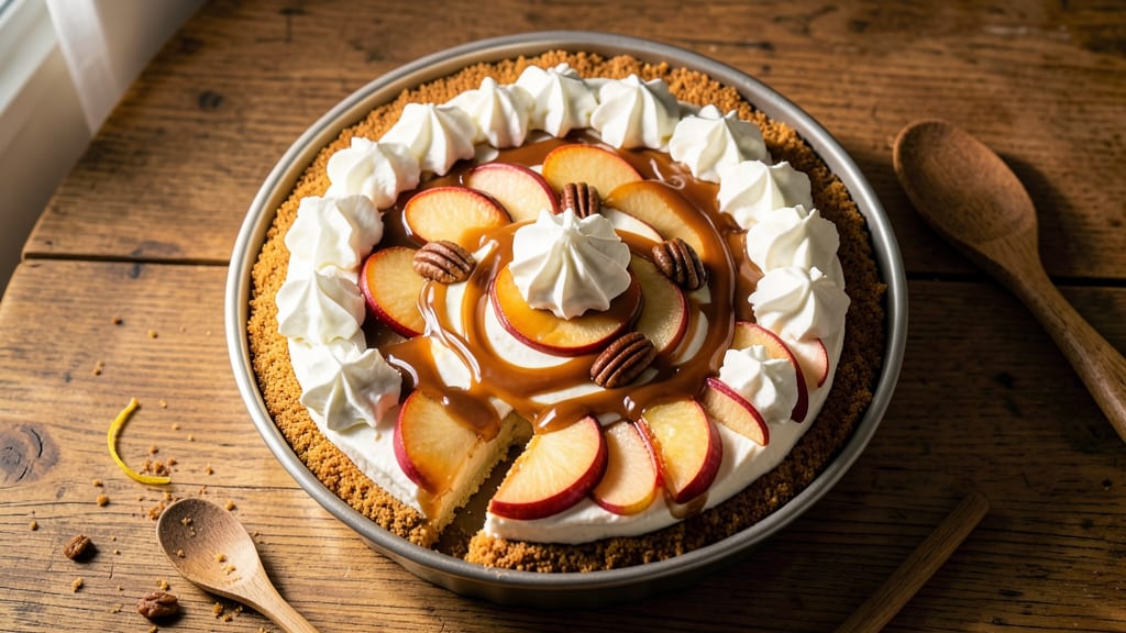 Apple Caramel Brandy Cheesecake Recipe: Boozy Apple Streusel Over Creamy Brandy Swirls