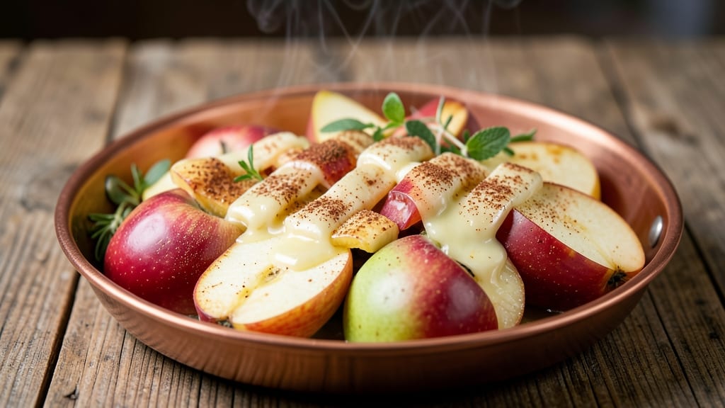 Apple and Pear Slices Recipe: Warm Spiced Fruit Compote With Buttery Streusel Hug