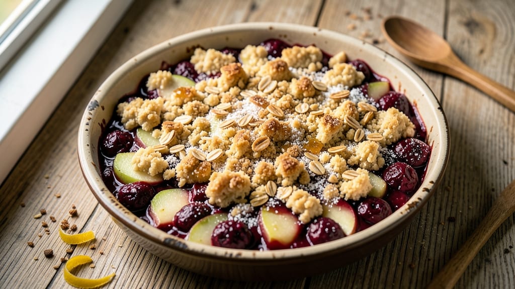 Apple Boysenberry Crumble Pie Recipe: Tart-Sweet Berries with Buttery Oat Topping