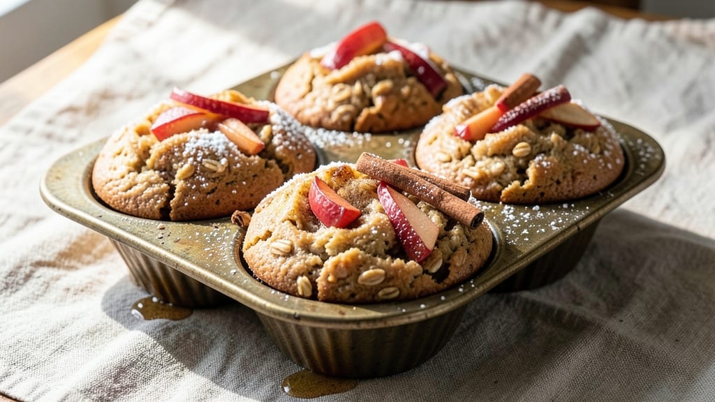 Apple Cinnamon Oat Bran Muffins Recipe: Warm Spiced Streusel Hugs Tart Apple Filling