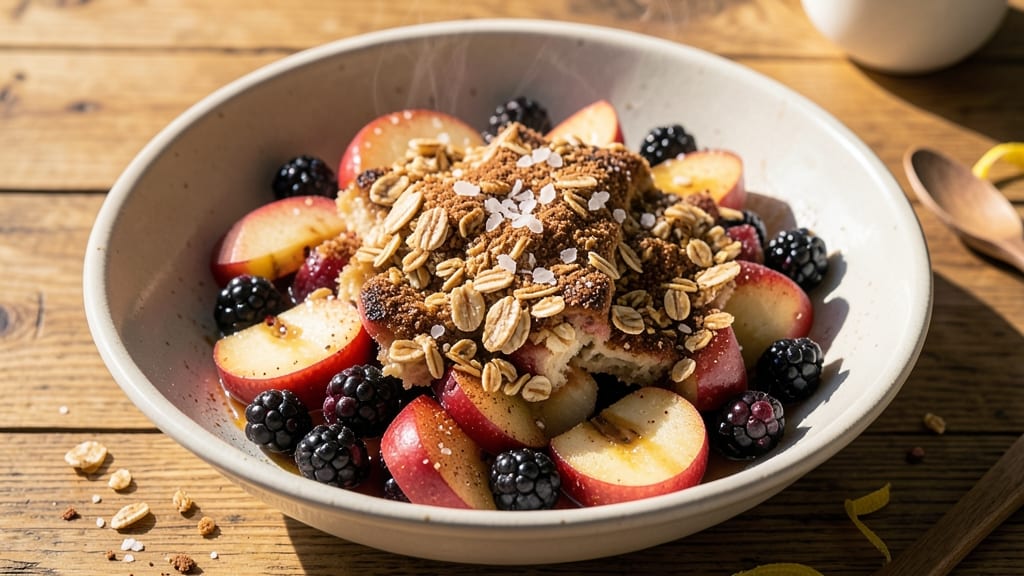 Apple Blackberry Crisp Recipe: Warm Spiced Fruit Crust With Vanilla Cream Swirl
