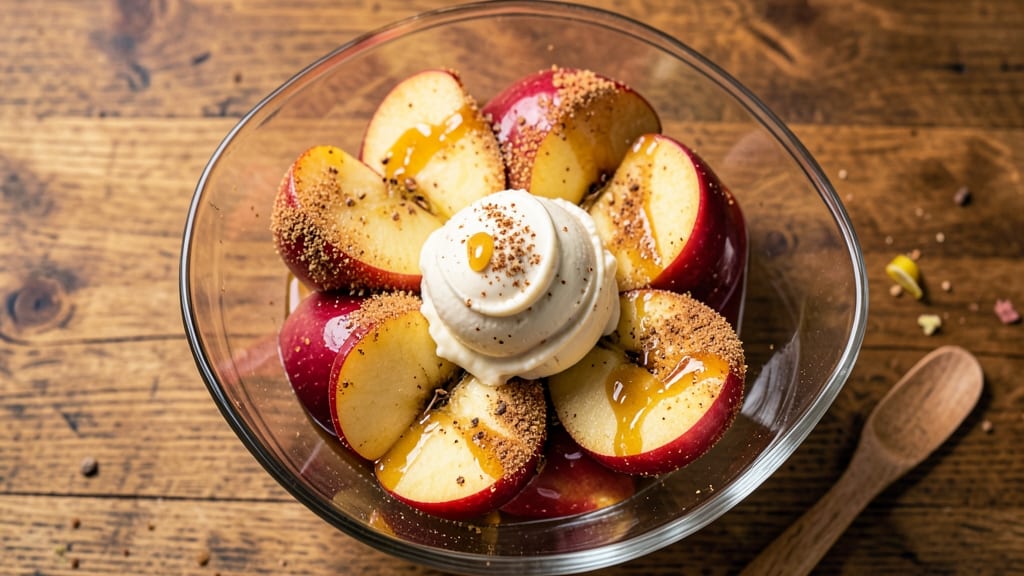 Apple a La Mode Recipe: Warm Spiced Cake With Vanilla Ice Cream Hug