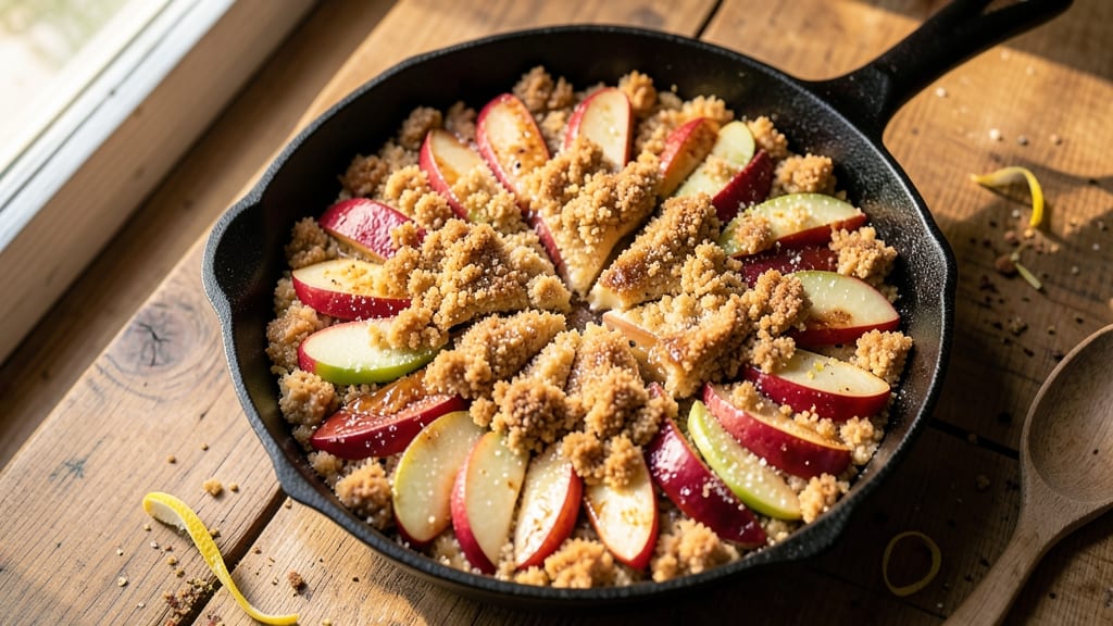 Apple Cobbler For Two Recipe: Buttery Streusel Hugs Juicy Apples in One Pan