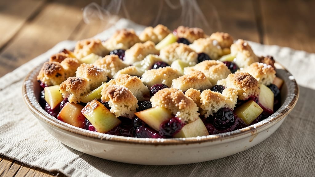 Apple and Blackberry Crumble Cake Recipe: Warm Spiced Fruit in Buttery Crust